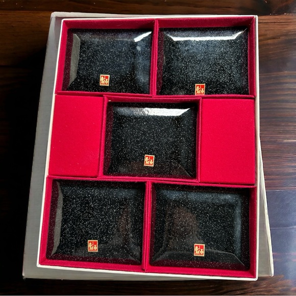 MCM Tutanka 5 pc cloisonné enamel trays • STUNNING • excellent condition • Japan - Picture 2 of 14